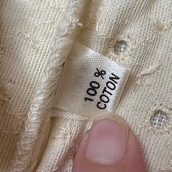 Vintage 80s Yellow Eyelet Pants Leggings High Waist Size Small Cottage Fairy - Picture 8 of 8